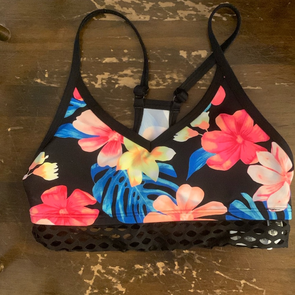 Victoria secret pink sports bra black  floral Hawaiian